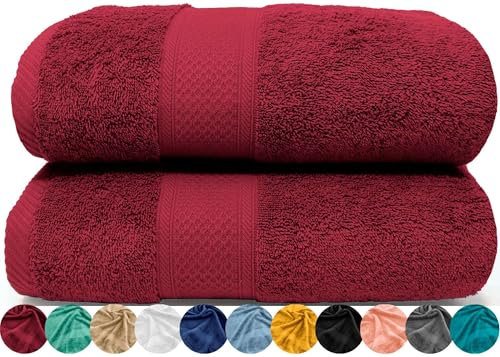 LEBENGOOD – Lot de 2 Serviettes de Bain 100% Coton –pour de Douche et Toilette, Drap de Bain – Doux, Absorbant et certifié Oeko-TEX – Linge de Bain pour Toute la Famille - 2 70X140