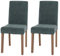 2er-Set Esszimmerstuhl Littau, Stuhl Küchenstuhl Hochlehner, Stoff/Textil Chenille Holz - grün, naturfarbene Beine