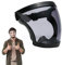 Face Shield, Clear Protective Full Face Shield, Full Faceshields Guard Anti Fog Reusable For Protection, Transpaernt Face Shields, with Adjustable Strap (Black frame grey sheet)
