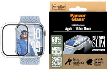 PanzerGlass SNAPPIE Full Body Screen Protector for Apple Watch Series 10 41mm 2024 | Full Screen & Frame Coverage, Drop/Impact/Scratch Protection, Easy Snap Installation -Transparent