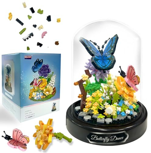 Set di Blocchi da Costruzione per Bouquet, 530 PCS Costruzione di Bouquet di Fiori con Copertura, Micro Blocchi Bouquet di Fiori, Decorazione Della Casa per Adulti e Bambini (Farfalla)