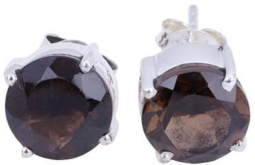 Rauchquarz Ohrring Handgefertigter facettierter Edelstein Ohrring für Frauen 925 Sterling Silber Ohrstecker