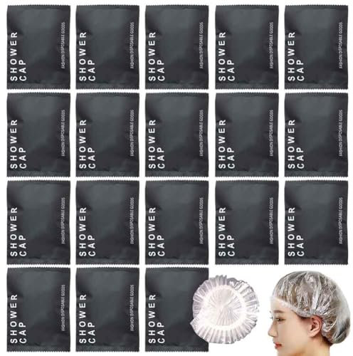 50Pcs Individually Wrapped Disposable Shower Caps, Plastic Waterproof Elastic Bath Caps,Multipurpose Hair Processing Caps,Travel Shower Caps, Perfect for Hair Treatment, Salon, Spa, Hotel, Travel