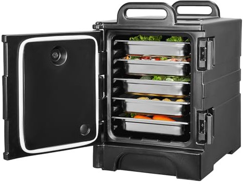 VEVOR Contenitore Riscaldato per Alimenti Ristorazione 75L, Contenitore per Alimenti con Doppie Fibbie Maniglie, Contenitore Isolato per Trasporto Alimenti per Ristorante Catering Eventi Feste, Nero