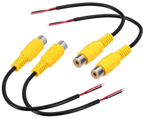 sourcing map 6 Inch Yellow RCA Female Plug Jack Connector Adapter to Bare Wire Open End Audio Video RCA Cable for Amplifier Speaker Wire Pack of 4
