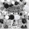 Geburtstagsdeko Schwarz Mann Frauen Deko Geburtstag Schwarz Silber Weiß, Luftballons Geburtstag Schwarze Weiss Happy Birthday Banner Lametta Vorhang Party Deko für Jungen Mädchen Geburtstag Party Deko