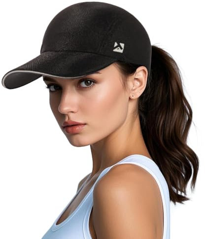 TOP-EX XL/XXL Ponytail Baseball Caps für Damen Atmungsaktiv Cooling Baseballkappe Sonnenschutz Leicht Golf Sonnenhut Tennis Running Sommerhut Schwarz Large