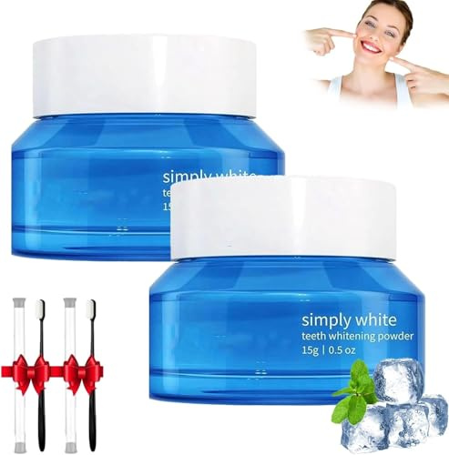 Zahnaufhellungspuder, Shimmer Deluxe Zahnaufhellungspulver, Zahnaufhellungspulver, sofortige Fleckenentfernung, keine Empfindlichkeit - Emaille-Safe Zahnpasta Whitening Powder (2)