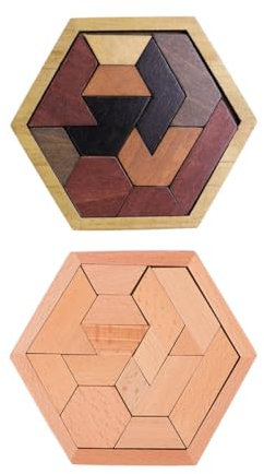ifundom 2 Sätze Sechseckige Scheibenbausteine Puzzle-Brett Spiel Rätsel Für Kinderpuzzle Kleinkinder Zappeln Sechseckiges Holzpuzzle Pädagogisches Hexagon-Puzzle Hölzern