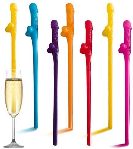 24Pcs Hen Party Straws, Naughty Straw Drinking,Colored Reusable Straws for Parties, Cocktail Straws Drinking Straw for Hen Night Birthday Wedding Accessories Hen Do Bachelorette Party Decorations