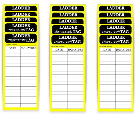 120 Pcs Ladder Inspection Labels Vinyl Maintenance Label Yellow Safety Inspection Label for Safety Maintenance Industrial Iadder Inspection Accident Prevention Stickers(2x5 Inch)