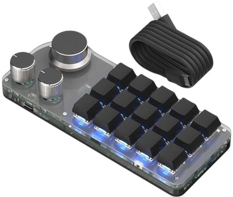 Esncddym Programmable Keyboard | 15-Key One-Handed Mechanical Programmable Keypad - Macro Multifunctional Keypad, Working and Game Accessories for PC, Computer, Laptop