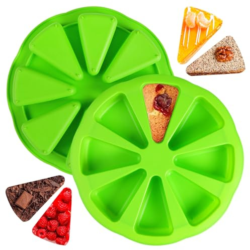 Butabeishy Silikon Backform Rund mit 8 Dreieckigen Kammern, 2 Stück, Antihaft, 28,4 cm, für Kuchen, Brownies, Muffins, Müsliriegel