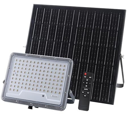 Suprema, Faretto LED da Esterno Solare, Proiettore Solare, Sensore Crepuscolare, Timer 3/5/8h, Intensità Regolabile, IP65, Telecomando Incluso (2500 LM)