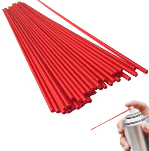 50 Pcs Spray Can Replacement Straws,13 cm Replacement Spray Bottle Extension Straw,Reusable Red Plastic Tips Aerosol Sprayer Nozzle Extension Tubes,for Narrow Space Paint Lubricate Cleaner
