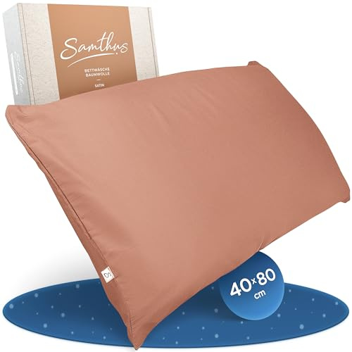 Samthus Kissenbezug 40x80 Baumwolle Satin - Oeko-Tex Made In Green - Mokka | Himmlisch weicher Schlaf mit atmungsaktivem Kopfkissenbezug - 1x Kissenhülle mit Reißverschluss - Pillowcase Mokka Braun