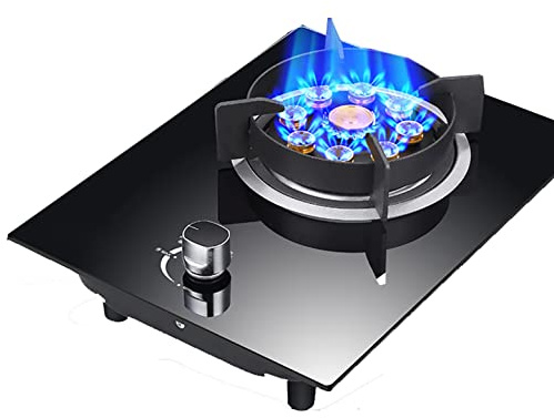 Gas Hob Single Burner, 33CM Built-in Gas Stove for NG/LPG, Compact Design with FFD and Cast Iron Pan Supports, Energy Class A