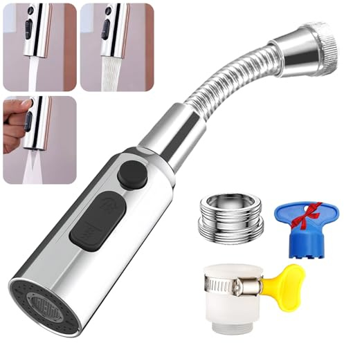 Wasserhahn Verlängerung mit Schlauch, M22 Perlatoren für Wasserhähne, Verlangerung Wasserhahn Aufsatz Schwenkbar, Wassersparer Strahlregler M24, Küchenarmatur Brausekopf Faucet Extender für Küche/Bad