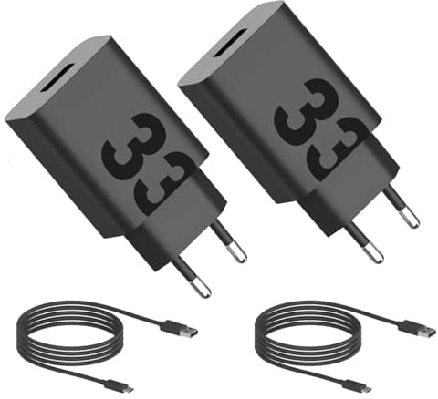 Motorola Chargers – Confezione da 2-33W Turbopower dimensioni-Caricatore rapido/adattatore di alimentazione con 2 cavi USB C da 1m. Solo i prodotti Motorola originali hanno il logo M