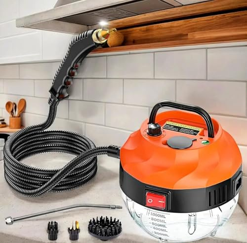 Pulitore Vapore Casa,2500W Pulitore a Vapore Portatile | con 6 Velocità Regolabili e 3 Tipi di Testine per la Pulizia Domestica di Cucina,Tessuti, Fughe, Piastrelle, Auto e Bagno