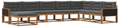 vidaXL Outdoor-Sofagarnitur mit Kissen 8 pcs Natur und Anthrazit, Moderne Outdoor-Sofa-Ecke, robuste Gartenmöbel, Akazienholz Sitzgruppe, stylische Lounge im Garten