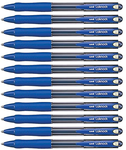 UNI-BALL Laknock Druckkugelschreiber, Blau, 12 Stück
