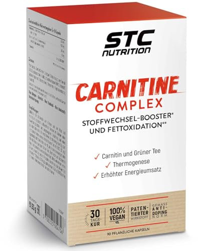STC NUTRITION - Carnitine Complex - Nachgewiesene fettverbrennende Wirkung - Aktiviert die Thermogenese - 1500 mg L-Carnitin + grüner Tee - Vegan - 30-Tage-Kur