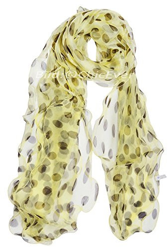 Schöner Chiffon Schal aus 100% Seide, Seidenschal, mit Punkt, 3 lagig, 25x180cm, creme braun 3147