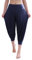 Hoerev Caprihose, Super Weiches Modal-Elastan, Pluderhose, für Yoga, Pilates，Marineblau，L