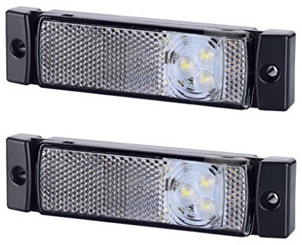 2 x 3 SMD LED Weiß Begrenzungsleuchte Seitenleuchte mit Reflektor 12V 24V E-Prüfzeichen Positionsleuchte Auto LKW PKW Lampe Leuchte Licht Universal