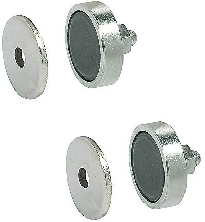 Gedotec Profi Magnet-Schnäpper Möbelschnäpper für Metallschränke | Magnetverschluss Stahl verzinkt | Möbelmagnet aus Stahl | Einbohr-Magnet 4 kg Haltekraft | 2 Stück - Türmagnet mit Gegenplatte