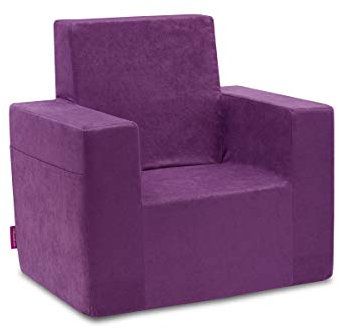 Badum - Kindersessel ab 2 Jahre - Kinder Sessel - Stabil, Bequem, aus Schaumstoff, mit Griff, Tasche - Abnehmbarer Bezug, Waschbar - Geschenk zum Geburtstag für Mädchen, Junge - Violett