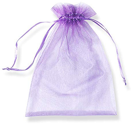 PLECUPE 100 Stück Durchsichtig Tunnelzug Organzabeutel Organzasäckchen Süßigkeiten Beutel Saeckchen Geschenk, 13 x 18cm Hochzeit Säckchen Party Festival Beutel Bonbonsbeutel Candy Bags - Lila#1