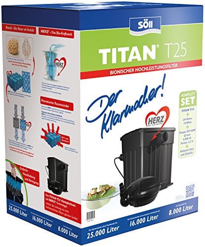 Söll 20913 T25 Teichfilterset, schwarz, inkl. SFP Pumpe 4.600l und UV-Klärer 18W