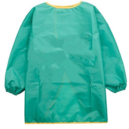 Malschürze Kinder Malkittel Schürze Bastelschürze Bastelkittel Langarm mit Klettverschluss (Grün,M)