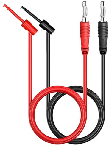 Oiyagai 2 Stück Bananenstecker auf Minigrabber, 4 mm Bananenstecker auf Prüfhaken, Drahtkabelsatz für Multimeter, 3 A, Rot/Schwarz, 0,9 m