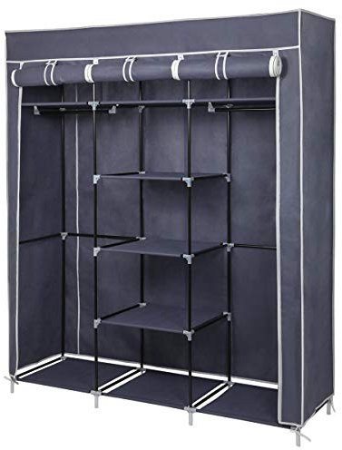 Mondeer Kleiderschrank, Stoffschrank für Schlafzimmer, Stoffschrank, roßes Stauraum, Stabiler Schrank, für Schlafzimmer, Ankleidezimmer, 150x45x175cm, Grau