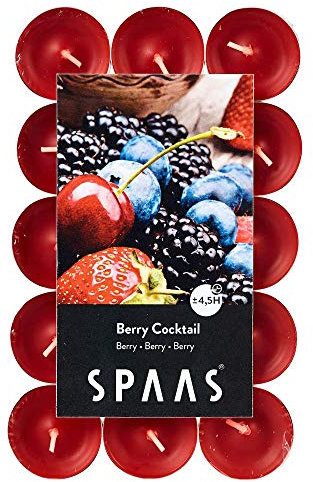 Spaas 30 Bougies chauffe-plats parfumées, ± 4,5 heures - Berry Cocktail, Vin Rouge