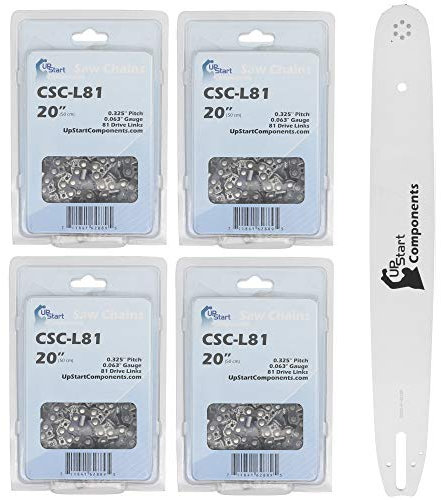UpStart Components 4-Pack Replacement 20 Multi Rivet Bar and 20 L81 Chain Combo for Stihl MS290, Stihl MS 271, Stihl MS 270, Stihl MS 280, Stihl MS 260, Stihl 36, Stihl 28, Stihl 24 Chainsaw