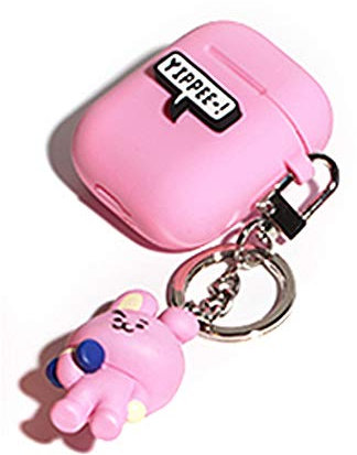 BT21 Silikon-Schutzhülle für Apple Airpods mit Schlüsselanhänger (Cooky)