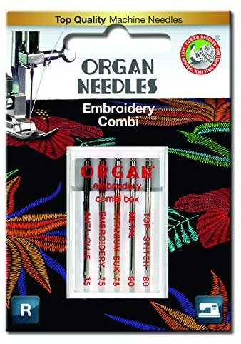 Organ Needles 5118000BL Nadeln Blisterpackung, Gold/Silber/Schwarz, Ein Größe, 5 Count