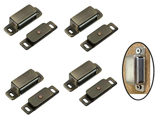 SISI UK® Lot de 4 aimants de placard 6 kg en bronze antique, aimants de porte de placard très résistants avec vis pour salle de bain, cuisine, placard, fermeture de porte