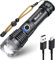WholeFire Taschenlampe, Extrem Hell 10000 Lumen LED Taschenlampe Aufladbar USB mit Wiederaufladbarem Akku IPX65 Wasserdicht Taschenlampe mit 5 Lichtmodi