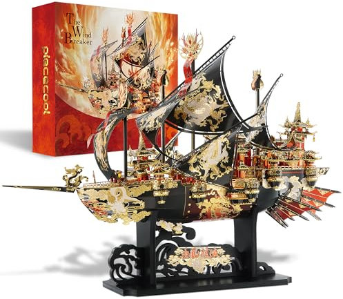 Piececool 3D Puzzle Metall Piratenschiff Wind und Wellen, 3D Metall Puzzle Segelboot Schiffsset, Modell Schiffs für 340 Edelstahl, Extra Groß, Geburtstagsgeschenk, Modellbausatz Erwachsene, 709 Teile