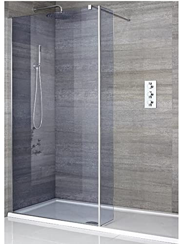Milano Portland Chrome Smoked Glass Frameless Shower Enclosure White Tray - 1700mm x 800mm