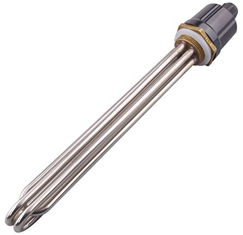 Electrical Heating Element 220V 9000W 3U 1.25 Inch(DN32) BSP Thread Brass Flange with Silicone Ring and Plastic Cover