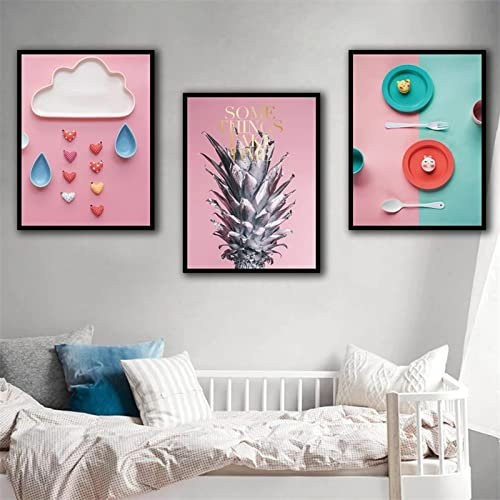 5D Diamant Malerei Kit, 3 Stück 5D Diamant Painting Bilder Diamond Painting Buntes Kindergeschirr 40x50cm DIY Diamond Painting Set,Diamant Gemälde,Voller Stickerei Malerei Home Wanddekoration