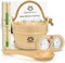 Sauna Eimer mit Kelle aus 100% nordischer Fichte - Hochwertiges Sauna Zubehör - Einsatz, Hanftrageseil & Gratis E-Book - Wellness Aufguss Komplett Paket - Saunaeimer Set (Doppel Hygrometer)