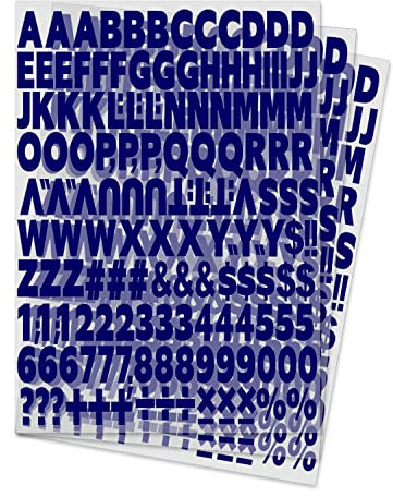 Yiootop 504 Stück 2.5 cm Bügelbild mit Buchstaben und Zahlen, Alphabet, Stoff-Vinyl-Buchstaben zum Selbermachen für Sporttrikots, T-Shirts, Kleidung, Basteln, Dekoration (5 Farben optional) (blau)