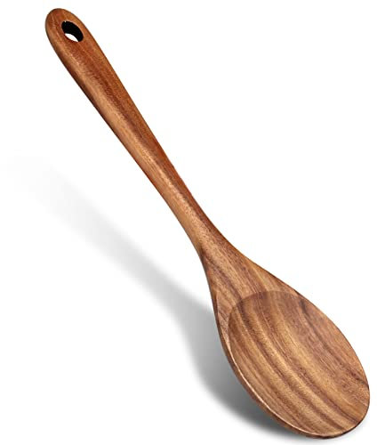 Renawe 14 Inch Large Teak Wooden Cooking Spoon, Long Handle, Non Stick, Non Toxic, Kitchen Tools